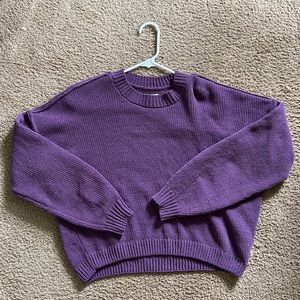 purple hollister cropped sweater